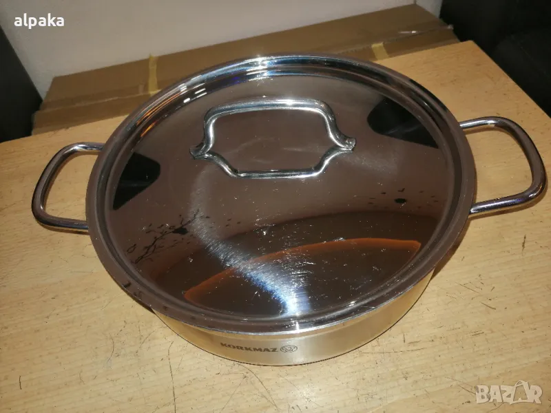Продавам маркова индукционна тенджера/тиган с капак KORKMAZ, неръждаема, снимка 1