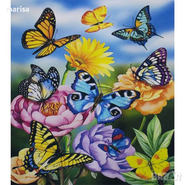 Диамантен пъзел мозайка с Пеперуди, 40х30 см, Модел 31 Код: 27010931, снимка 1