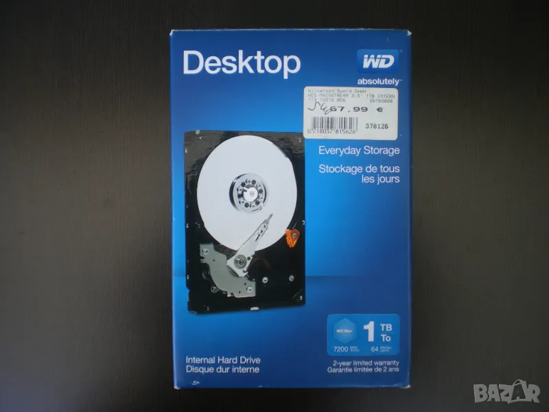 Хард диск 1TB Western Digital WD10EZEX, SATA 6Gb/s, 7200rpm, 64MB кеш, 3.5", снимка 1