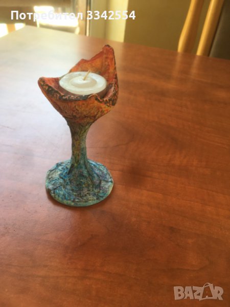 СВЕЩНИК АРТ ДЕКО ДЕКУПАЖ, снимка 1