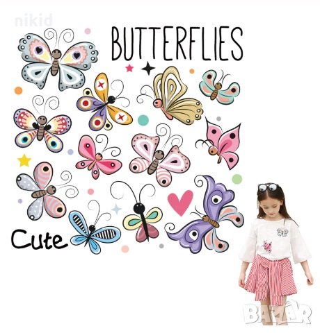 Пеперуди щампа термо апликация картинка за дреха блуза чанта, снимка 1