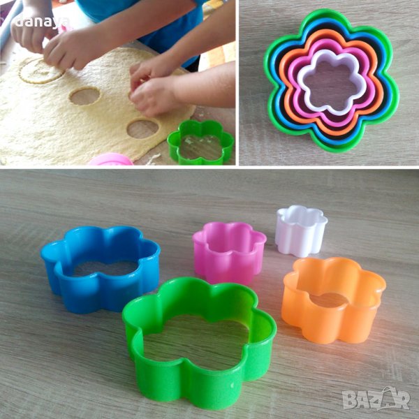 573 Формички за сладки цвете резци за тесто бисквити курабии 5бр в комплект, снимка 1