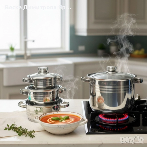 Комплект тенджери Cheffinger 10 части – Винаги вкусна храна без загорели съдове и излишно миене, снимка 1