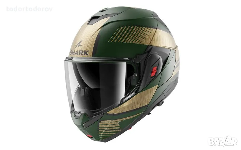 Модуларна Отваряема мото каска за мотор SHARK OXO SIKTER Green/Golden, снимка 1