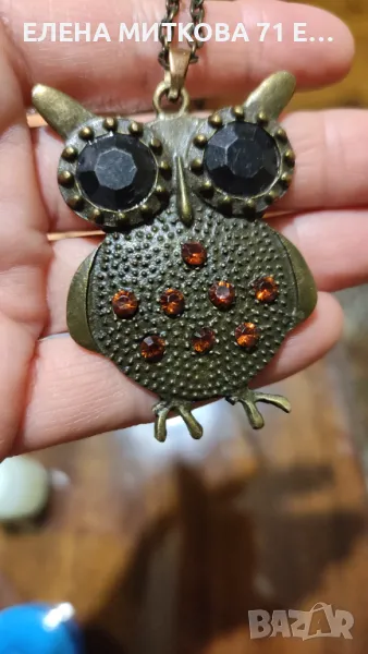 Стар медальон бухал от бронз, снимка 1