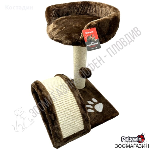 Катерушка/Драскало за Коте - с Тунелче - 35см/35см/45см - Мока - Pet Interest, снимка 1