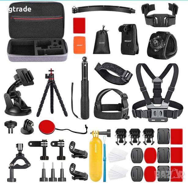 Neewer - 50 в 1 - комплект за екшън камера - GoPro Hero11, 10, 9 8 7 GoPro Max, Fusion Insta360 Osmo, снимка 1