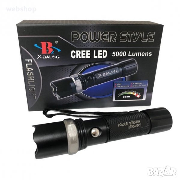 Акумулаторен LED фенер X-BALOG, 3W Cree Led, 5000 Lumens, черен, снимка 1
