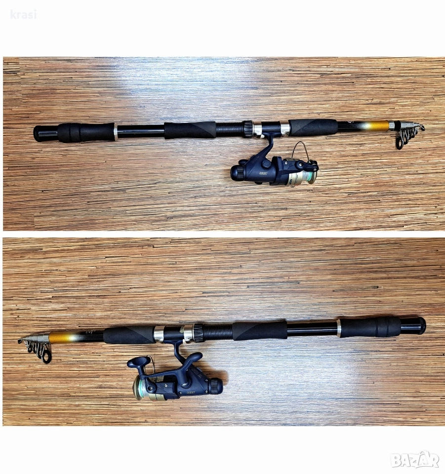 Телескопична въдица 3.2м + Макара, снимка 1