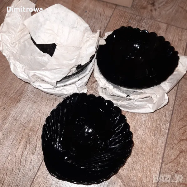 Черно стъкло 6бр купички, снимка 1