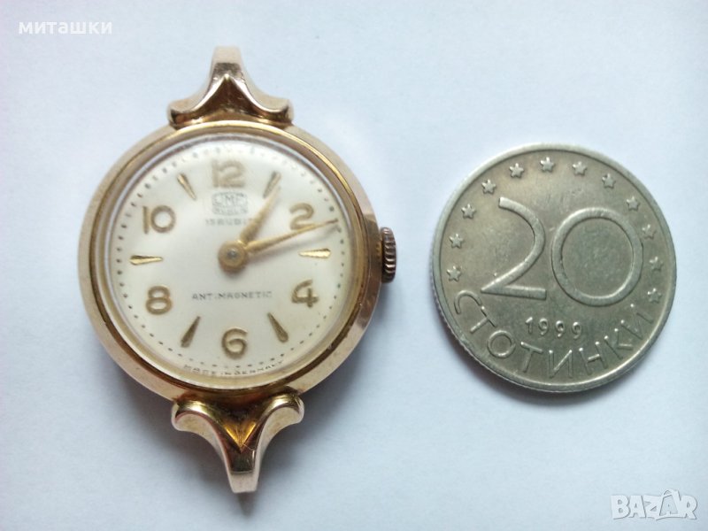 Дамски позлатен механичен часовник, снимка 1