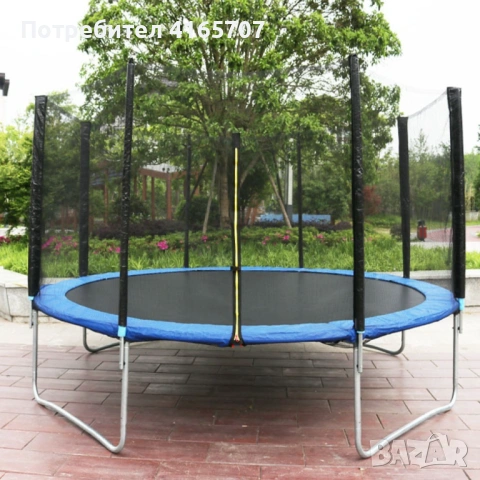 Ултра здрав портативен батут със защитна мрежа батут с размер 2,44 м. в диаметър +  стълбичка, снимка 3 - Градински мебели, декорация  - 53529028