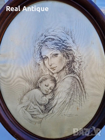 Чудесна италианска авторска картина върху коприна- Джузепе Тарантино , снимка 3 - Картини - 51470945