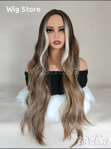 Кестенява перука на кичури без бретон