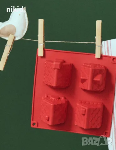 3D 4 къщи къща силиконов молд форма декорация фондан шоколад гипс свещ, снимка 2 - Форми - 47817397