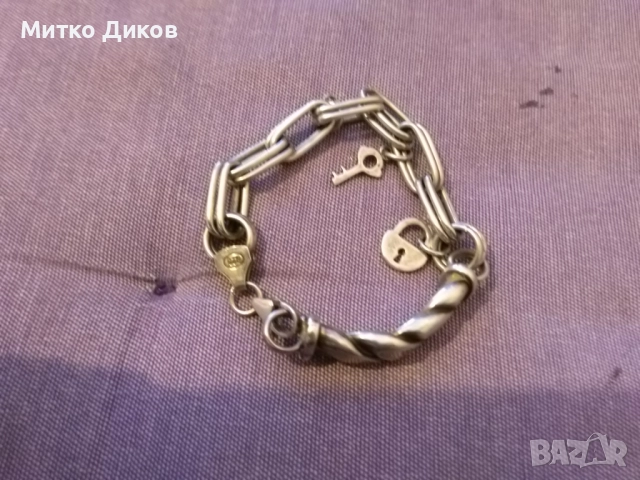 Сребърна гривна верижка за ръка нова проба 925 катинарче ключ 19.18грама, снимка 2 - Гривни - 52708377