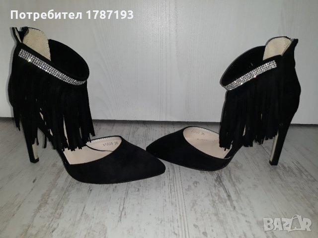 Нови обувки с ресни и камъчета, снимка 5 - Дамски обувки на ток - 27891517