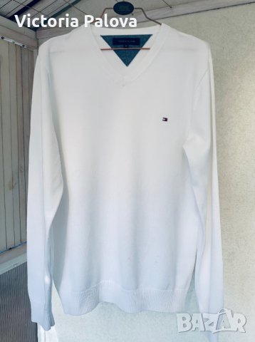 Бял марков пуловер TOMMY HILFIGER , снимка 1 - Пуловери - 39620408