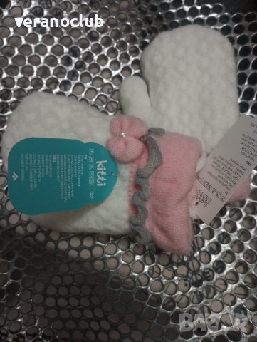 Ръкавици с един пръст За момиче Бели, снимка 3 - Шапки, шалове и ръкавици - 43676885