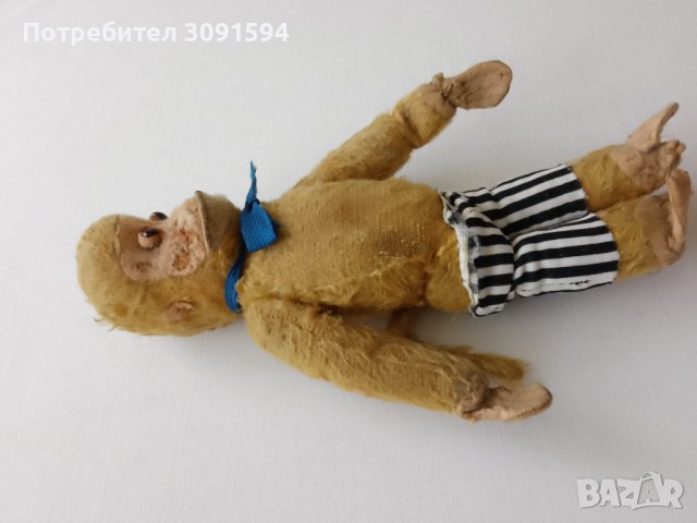 Стара играчка маймуна напълнена със слам , снимка 6 - Колекции - 43886650