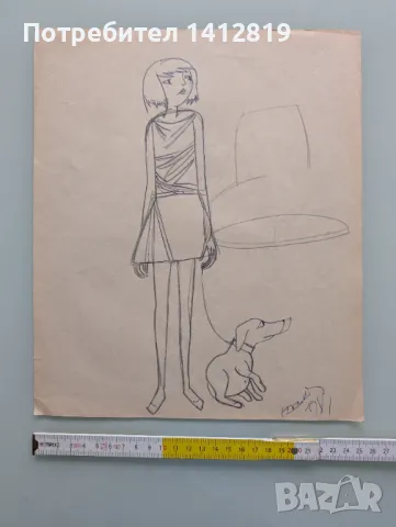 Иван Газдов (1945) голям български художник / рисунка Кубизъм, снимка 3 - Картини - 49617429