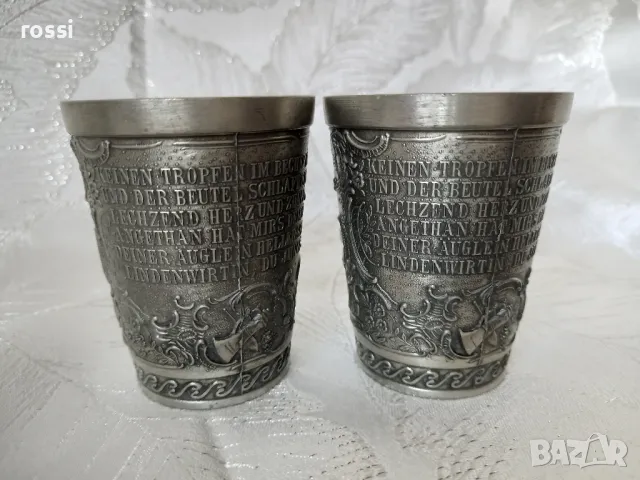 Vintage. Не използвани. Две немски чаши от калай. Серия Lindenwirthin. чаша, снимка 4 - Антикварни и старинни предмети - 48492029