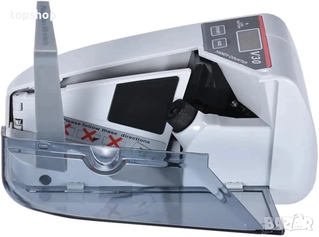 НОВА, ЗАПЕЧАТАНА преносима машина за броене на банкноти FLYINGQIN V30 за долари и евро (EU), снимка 4 - Друго търговско оборудване - 51589024