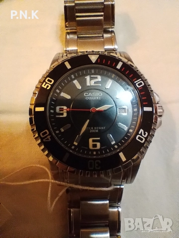 Нов мъжки ръчен часовник Casio херметик до 200 м с кристално стъкло , сертификат и касов бон, снимка 2 - Мъжки - 52861618