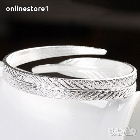 Сребърна гривна 999 - Перо Код: BGRX132, снимка 2 - Гривни - 33682265