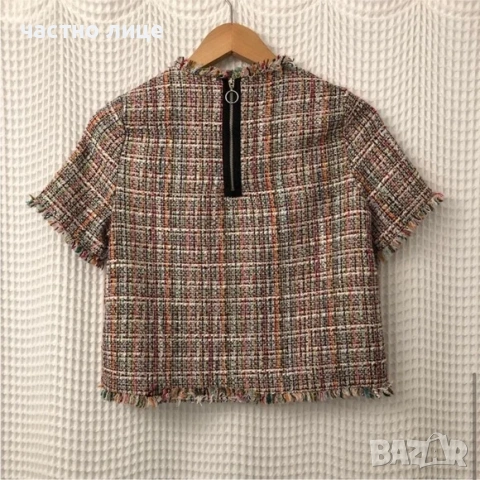 Уникална дамска букле блузка ZARA, снимка 2 - Тениски - 53365962