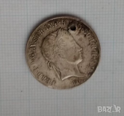 Сребърна монета 20 кройцера 1843 Е, снимка 2 - Нумизматика и бонистика - 40685395