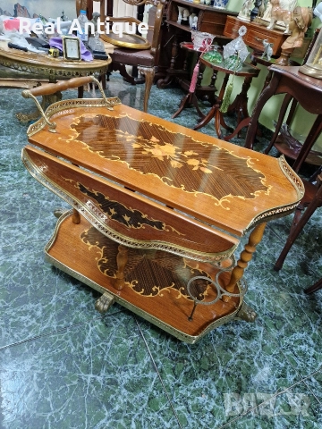 Уникална антикварна английска количка за сервиране , снимка 6 - Антикварни и старинни предмети - 52926835