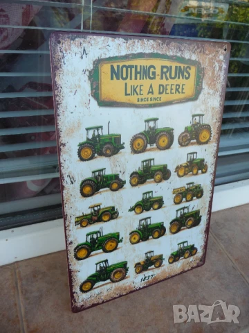 Метална табела Трактори John Deere най-добрите от 1837 нивата оран реколта субсидия, снимка 2 - Рекламни табели - 51160900