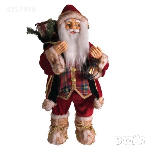 Коледна фигура Дядо Коледа с червено облекло, фенер и чувал, 80cм, снимка 2 - Декорация за дома - 52394117