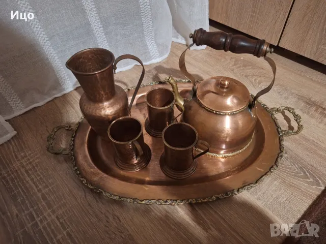 Меден чайник поднос и чаши, снимка 3 - Чаши - 49520425