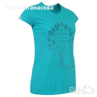 Страхотна тениска с къс ръкав в лиав цвят с щампа " Karrimor ",внос от  Англия-35%полиестер-65%памук, снимка 4 - Тениски - 26536511