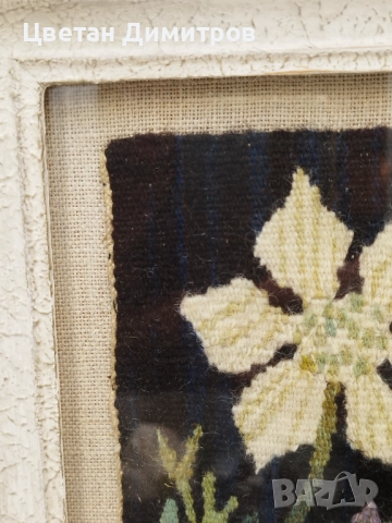 Винтидж ръчно тъкана картина, пано, гоблен , снимка 5 - Гоблени - 51513722