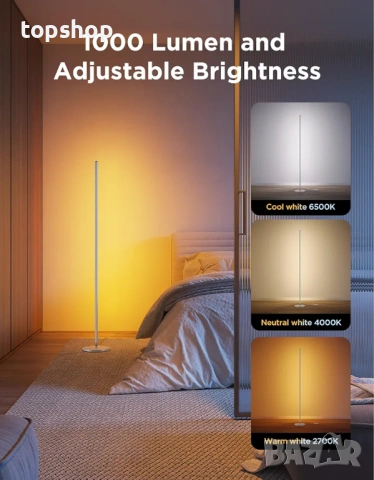 Чисто нова, запечатана Смарт LED лампа Govee Floor Lamp Lite – RGBIC, Alexa & Google, 142см , снимка 6 - Лед осветление - 53224176
