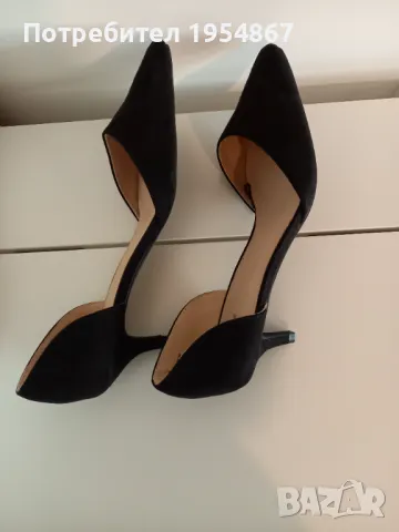 Чисто нови H&M велурени обувки ток 5 см, снимка 6 - Дамски обувки на ток - 48370082