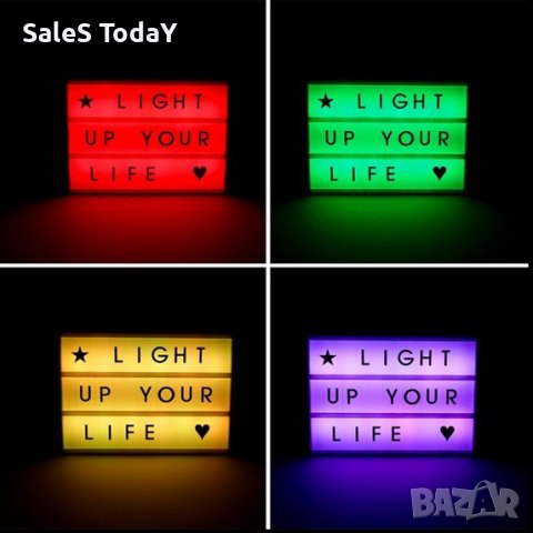 Светеща табела, RGB LED дъска, дистанционно и букви, 30x4,55x22 см, снимка 2 - Лед осветление - 44010348