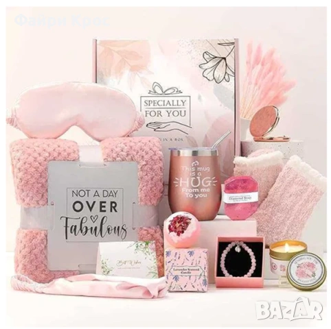 Комплект грижа за жена спа подарък за празник, осми март, рожден ден 10 части - Розов