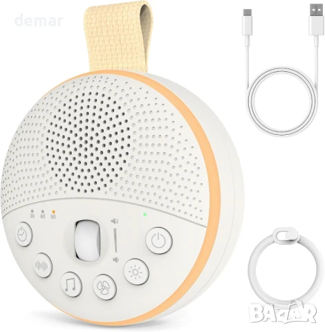 Машина за бял шум с нощна светлина, 21 успокояващи звука, батерия 1800mAh, таймер