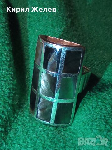 РАЗКОШЕН СЕДЕФЕН СРЕБЪРЕН ФЕШЪН АРТ ПРЪСТЕН СРЕБРО 925 с ЮВЕЛИРНО РЪЧНО ШЛИФОВАН КРАЛСКИ СЕДЕФ 39987, снимка 2 - Пръстени - 42612321