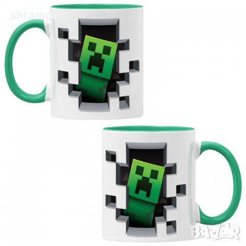 Чаша Minecraft creeper,Керамична Чаша, Кафе Чай, Игра,Изненада,Подарък,Повод,Празник,Рожден Ден, снимка 2 - Чаши - 38473004