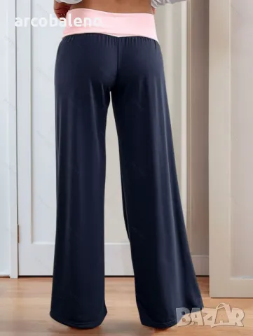 Дамски ежедневни широки панталони с ниска талия и контрастни цветни шевове, снимка 5 - Спортни екипи - 48507703