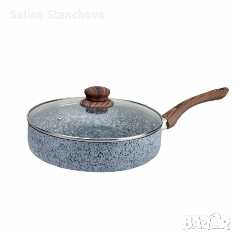 Тиган с капак Voltz Siena, Дълбок и Мраморно каменно керамично покритие , снимка 2 - Съдове за готвене - 53271532