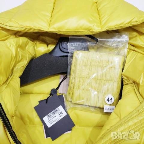 TWINSET НОВО! Дамско Зимно Палто Дълго Пухено Яке Пух Жълто-Зелено M-L, снимка 10 - Якета - 53226484