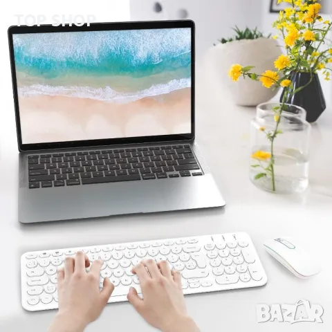 PINKCAT Акумулаторна безжична клавиатура, 2.4G/Bluetooth, снимка 8 - Клавиатури и мишки - 49965356