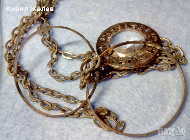 ВЕЛИКОЛЕПНО ПОЗЛАТЕНО ВИНТИДЖ АРТ КОЛИЕ с МЕДАЛЬОН с ФАСЕТИРАН БОХЕМСКИ КРИСТАЛ 40779, снимка 11 - Колиета, медальони, синджири - 51255580