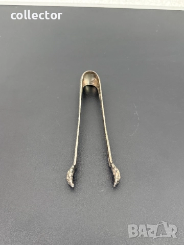 Стара дебело посребрена щипка за лед / сладки. №7780, снимка 2 - Антикварни и старинни предмети - 52876980